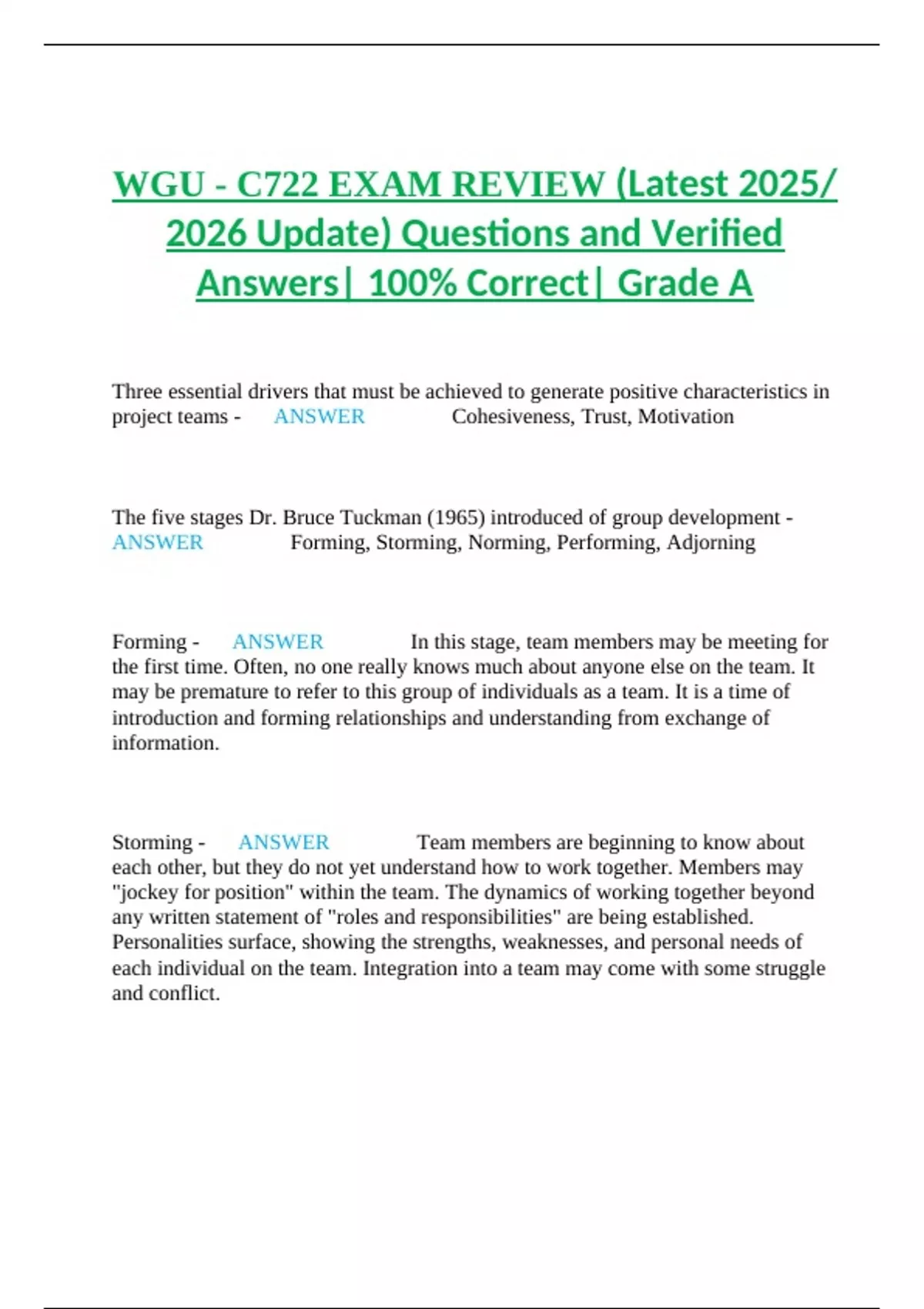 WGU - C722 EXAM REVIEW (Latest 2025/ 2026 Update) Questions and ...