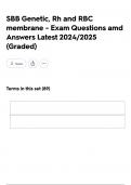 SBB Genetic&comma; Rh and RBC membrane - Exam Questions amd Answers Latest 2024&sol;2025 &lpar;Graded&rpar;