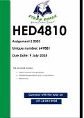 HED4810 Assignment 2 &lpar;QUALITY ANSWERS&rpar; 2025