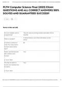 PLTW Computer Science Final &lpar;2025&rpar; EXAM QUESTIONS AND ALL CORRECT ANSWERS 100&percnt; SOLVED AND GUARANTEED SUCCESS&excl;&excl;