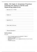 ENGL 101 Quiz 2&colon; Grammar Practice&colon;  Questions and Answers &vert; 2025 Update with complete solutions&period;
