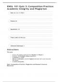 ENGL 101 Quiz 3&colon; Composition Practice&colon; Academic Integrity and Plagiarism &vert; Questions and Answers &vert; 2025 Update with complete solutions&period;