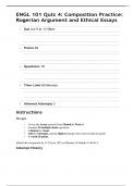 ENGL 101 Quiz 4&colon; Composition Practice&colon; Rogerian Argument and Ethical Essays &vert; Questions and Answers &vert; 2025 Update with complete solutions&period;