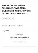 NRF RETAIL INDUSTRY FUNDAMENTALS EXAM QUESTIONS AND ANSWERS LATEST &vert; 100&percnt; VERIFIED&period;