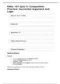  ENGL 101 Quiz 5&colon; Composition Practice&colon; Successful Argument and Logic &vert; Questions and Answrers &vert; 2025 Update with complete solutions&period;