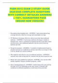PUBH 6012 EXAM 2 STUDY GUIDE  2025&sol;2026 COMPLETE QUESTIONS  WITH CORRECT DETAILED ANSWERS  &vert;&vert; 100&percnt; GUARANTEED PASS  <BRAND NEW VERSION> 