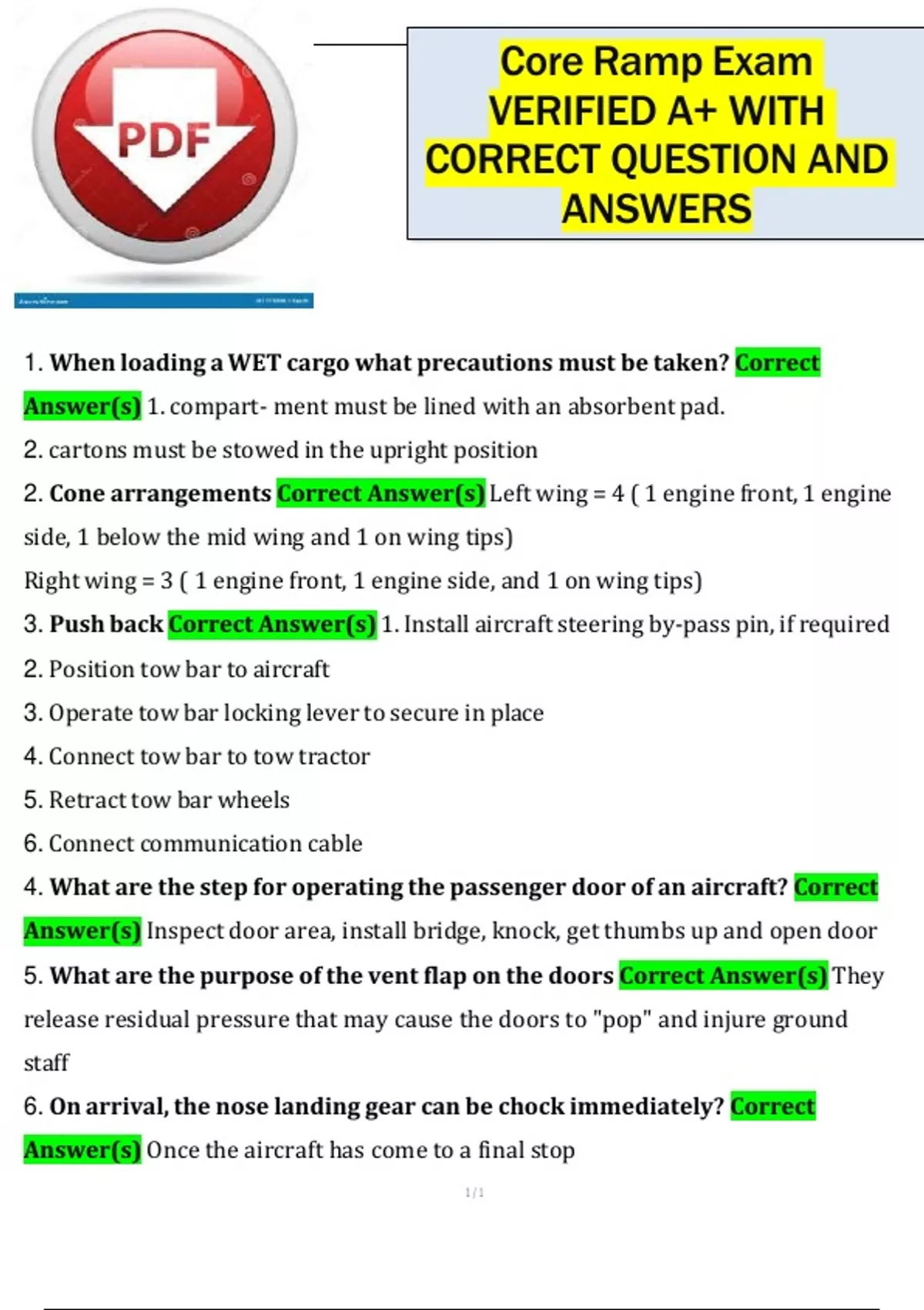 Core Ramp Exam VERIFIED A+ WITH CORRECT QUESTION AND ANSWERS - Core ...