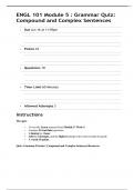 ENGL 101 Module 5 &colon; Grammar Quiz &vert; Questions and Answers &vert; 2025 Update with complete solutions&period;
