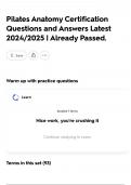 Pilates Anatomy Certification Questions and Answers Latest 2024&sol;2025 &vert; Already Passed&period;