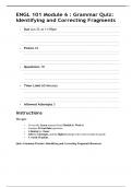 ENGL 101 Module 1&comma;2&comma;3&comma;4&comma;5 and 6 Bundles Quizzes with complete solutions&period;