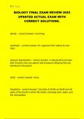 Biology Final Exam Review &ndash; 2025 Updated Actual Exam with Correct Solutions
