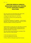 CERTIFIED MEDICAL-SURGICAL  REGISTERED NURSE 2025 UPDATED  ACTUAL EXAM WITH CORRECT  SOLUTIONS&period;