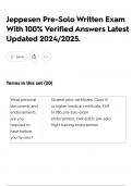 Jeppesen Pre-Solo Written Exam With 100&percnt; Verified Answers Latest Updated 2024&sol;2025&period;