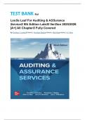 TEST BANK For Loose Leaf For Auditing & Assurance Services 9th Edition Latest Version 2025&sol;2026 &lbrack;A&plus;&rsqb; All Chapters Fully Covered By Timothy J&period; Louwrens&comma; Penelope Bagley&comma; Allen Blay &comma; & 2 More
