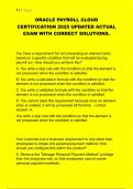 ORACLE PAYROLL CLOUD  CERTIFICATION 2025 UPDATED ACTUAL  EXAM WITH CORRECT SOLUTIONS&period; 