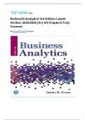TEST BANK For Business Analytics 3rd Edition Latest Version 2025&sol;2026 &lbrack;A&plus;&rsqb; All Chapters Fully Covered By James Evan's &lpar;Author&rpar;