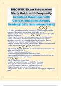 NBC-HWC Exam Preparation Study Guide with Frequently Examined Questions with Correct Solutions&vert;&vert;Already Graded&vert;&vert;100&percnt; Guaranteed Pass&vert;&vert;