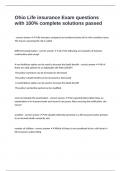 Ohio Life insurance Exam questions with 100&percnt; complete solutions passed