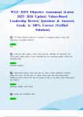 WGU D253 Objective Assessment &lpar;Latest 2025&sol; 2026 Update&rpar; Values-Based Leadership Review&vert; Questions & Answers&vert; Grade A&vert; 100&percnt; Correct &lpar;Verified Solutions&rpar;