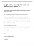LLQP- Life Insurance &lpar;LIFE&rpar; questions well answered graded A&plus; 