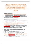 TEXAS PESTICIDE APPLICATOR GENERAL EXAM 2025-2026 LATEST EXAM QUESTIONS AND CORRECT ANSWERS &lpar;VERIFIED ANSWERS&rpar; &vert; A&plus; GRADE