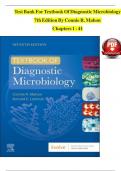 TEST BANK For Textbook Of Diagnostic Microbiology&comma; 7th Edition By Connie R&period; Mahon&comma; Verified Chapters 1 - 41&comma; Complete Newest Version