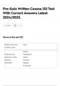 Pre-Solo Written Cessna 152 Test With Correct Answers Latest 2024&sol;2025&period;