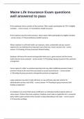 Maine Life Insurance Exam questions well answered to pass