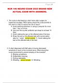 NUR 146 NEURO EXAM 2025 BRAND NEW  ACTUAL EXAM WITH ANSWERS&period;