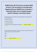 AORN Periop 101 Final Exam Test Bank &lpar;2025 Version&rpar; &vert; the Association of Perioperative Registered Nurses &lpar;AORN&rpar; Core Curriculum &vert; Featuring Topics such as Surgical Asepsis&comma; Sterile Technique&comma; and Patient Safety