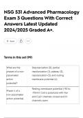 NSG 531 Advanced Pharmacology Exam 3 Questions With Correct Answers Latest Updated 2024&sol;2025 Graded A&plus;&period;