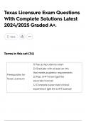 Texas Licensure Exam Questions With Complete Solutions Latest 2024&sol;2025 Graded A&plus;&period;