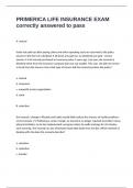 PRIMERICA LIFE INSURANCE EXAM correctly answered to pass