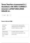 Texas Teachers Assessment 4 &vert; Questions with 100&percnt; CORRECT Answers LATEST 2024&sol;2025 GRADE A&plus;&period;