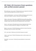 WV State Life Insurance Exam questions with verified answers passed