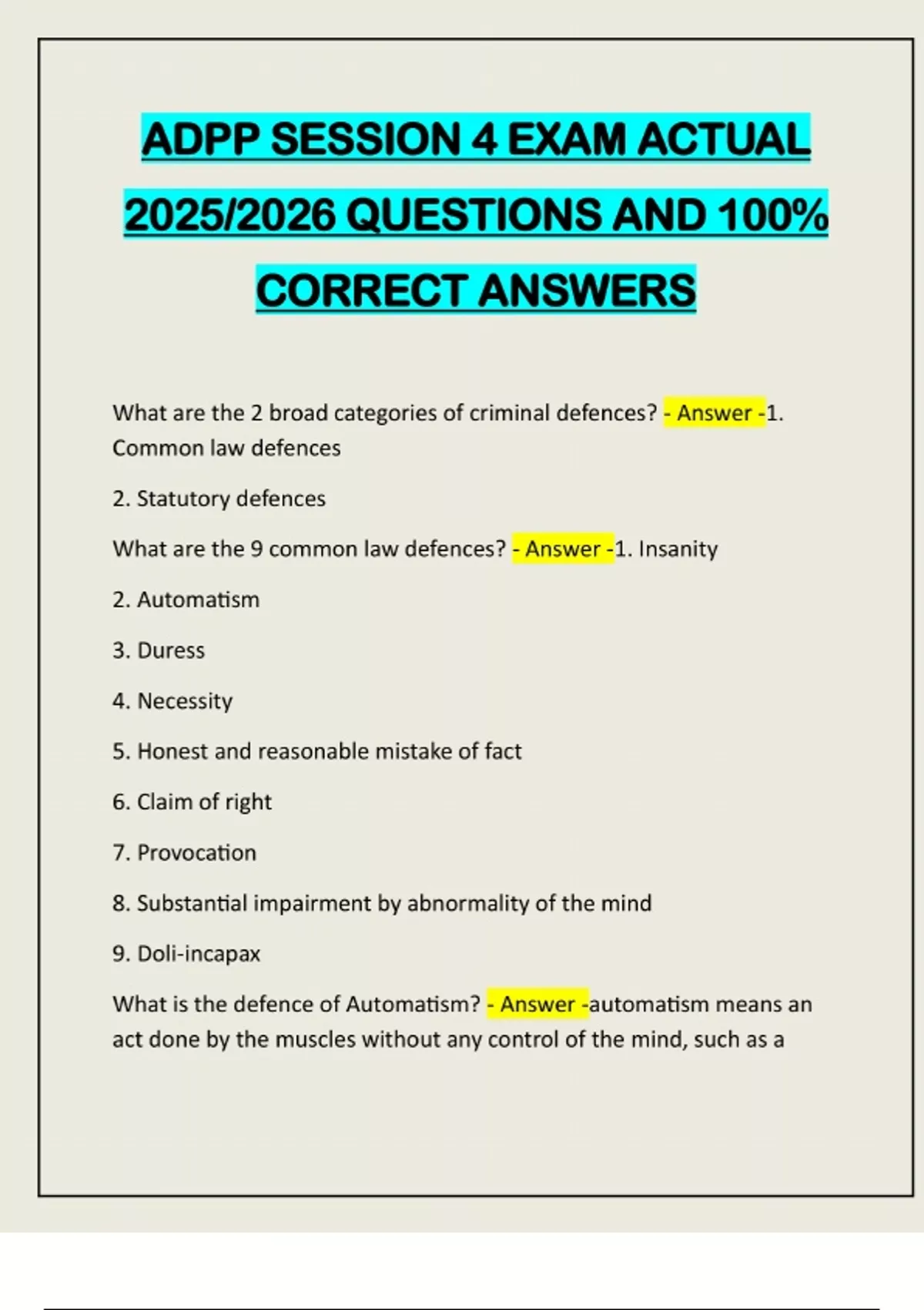 ADPP SESSION 4 EXAM ACTUAL 2025/2026 QUESTIONS AND 100% CORRECT ANSWERS ...