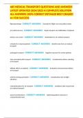 AIR MEDICAL TRANSPORT QUESTIONS AND ANSWERS LATEST UPDATED 2024&sol;2025 A COMPLETE SOLUTION ALL ANSWERS 100&percnt; CORRECT DETAILED BEST GRADED A&plus; FOR SUCCESS