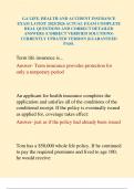 GA LIFE&comma; HEALTH AND ACCIDENT INSURANCE EXAM LATEST 2025&sol;2026 ACTUAL EXAM COMPLETE REAL QUESTIONS AND CORRECT DETAILED ANSWERS &lpar;CORRECT VERIFIED SOLUTIONS&rpar; CURRENTLY UPDATED VERSION &vert;GUARANTEED PASS&period;