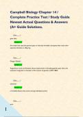 Campbell Biology Chapter 14 &sol; Complete Practice Test &sol; Study Guide Newest Actual Questions & Answers &lpar;A&plus; Guide Solutions&period;      