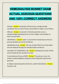 HEMODIALYSIS BONNET EXAM ACTUAL 2025&sol;2026 QUESTIONS AND 100&percnt; CORRECT ANSWERS