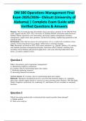 OM 300 Operations Management Final Exam 2025&sol;2026&ndash; Chilcutt &lpar;University of Alabama&rpar; &vert; Complete Exam Guide with Verified Questions & Answers