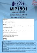 MIP1501 Assignment 2 &lpar;DETAILED ANSWERS&rpar; 2025 - DISTINCTION GUARANTEED