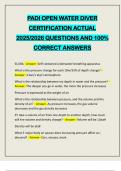 PADI OPEN WATER DIVER CERTIFICATION ACTUAL 2025&sol;2026 QUESTIONS AND 100&percnt; CORRECT ANSWERS