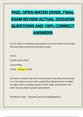 PADI&comma; OPEN WATER DIVER&comma; FINAL EXAM REVIEW ACTUAL 2025&sol;2026 QUESTIONS AND 100&percnt; CORRECT ANSWERS