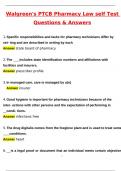 Walgreens PTCB Pharmacy Law Self Test Latest 2025 Actual Questions & Verified Answers &lpar;2025 &sol; 2026&rpar; A&plus; Grade 100&percnt; Guarantee Verified by Experts