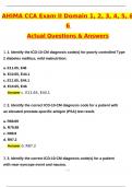 AHIMA CCA Exam II Domain 1&comma; 2&comma; 3&comma; 4&comma; 5&comma; & 6 Latest 2025 Actual Questions & Verified Answers &lpar;2025 &sol; 2026&rpar; A&plus; Grade 100&percnt; Guarantee Verified by Experts&period;