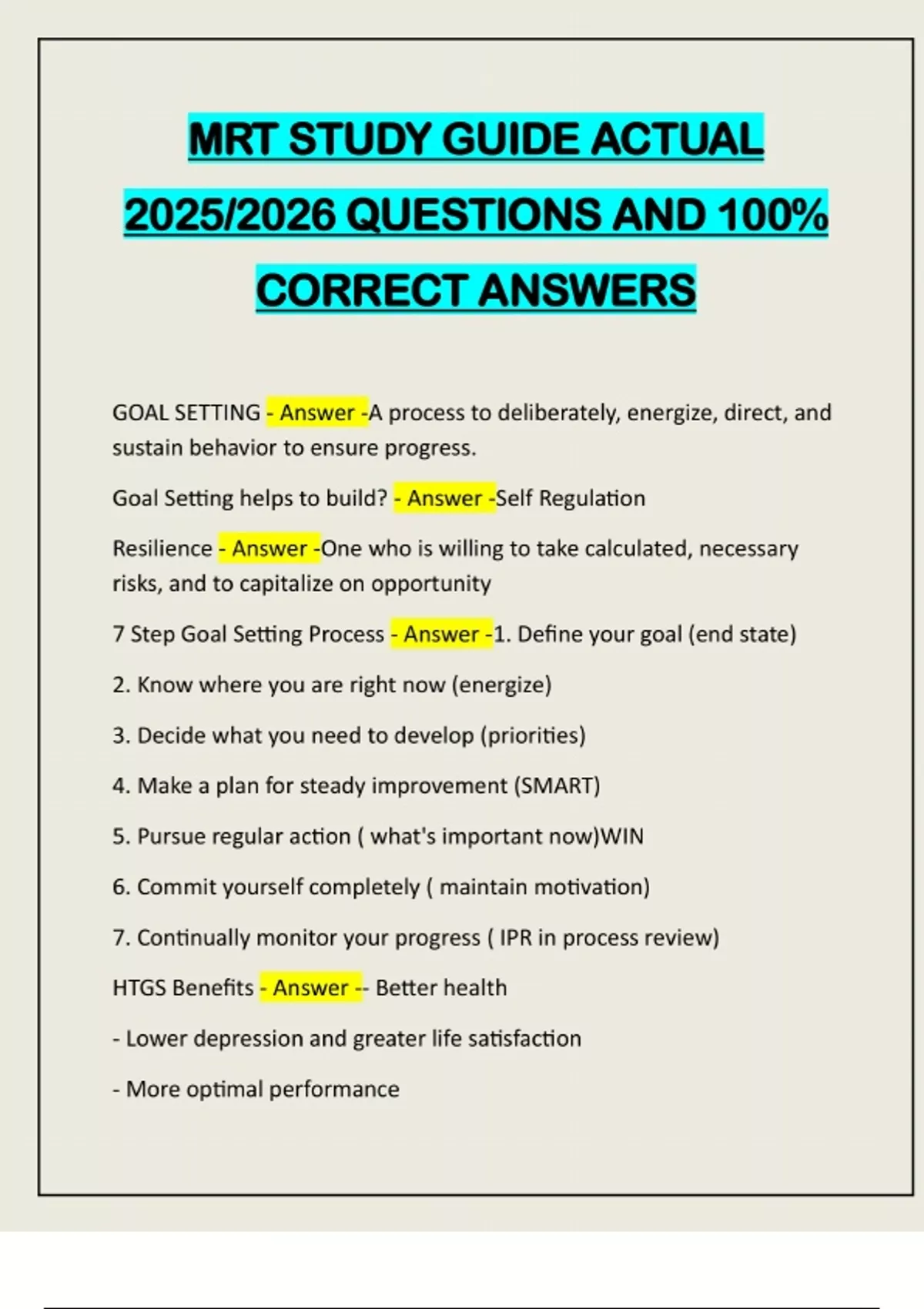Master Chief Rakers Study Guide MRT STUDY GUIDE ACTUAL 2025/2026 QUESTIONS AND 100% CORRECT ANSWERS ...
