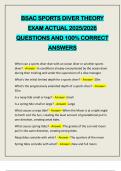 BSAC SPORTS DIVER THEORY EXAM ACTUAL 2025&sol;2026 QUESTIONS AND 100&percnt; CORRECT ANSWERS