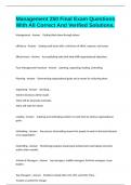 Management 250 Final Exam Questions With All Correct And Verified Solutions&period;
