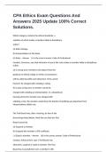 CPA Ethics Exam Questions And Answers 2025 Update 100&percnt; Correct Solutions&period;